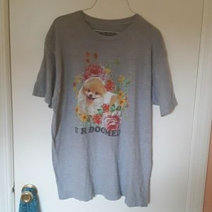 U R DOOMED Pomeranian dog floral meme t shirt